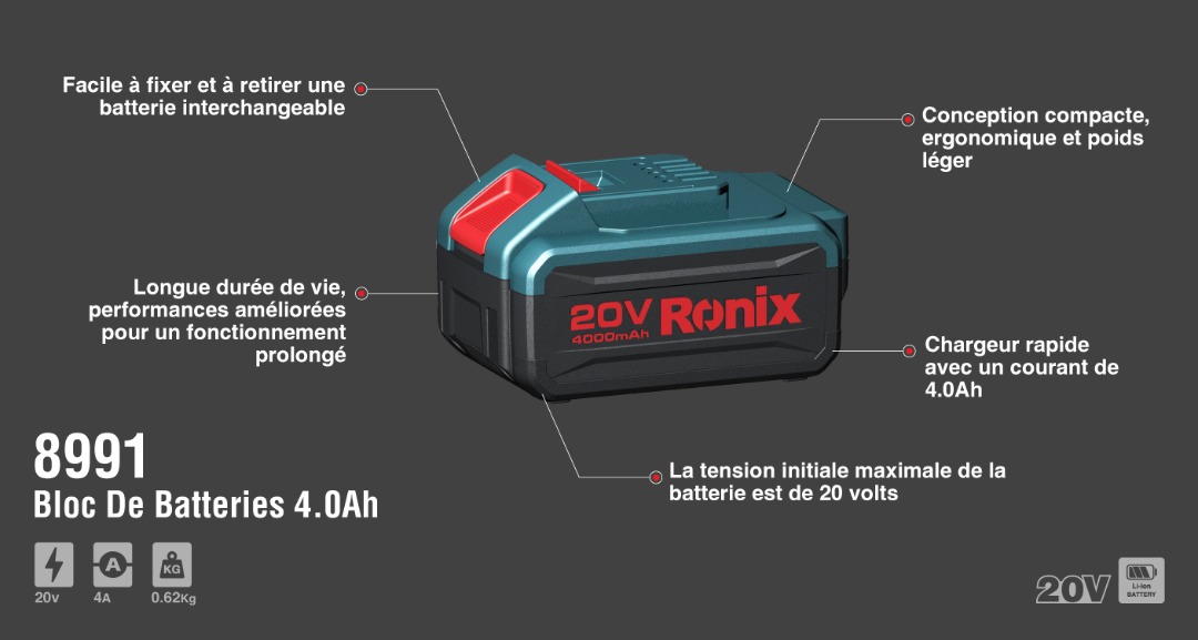 20V / 2Ah Lithium Battery - 8991 -